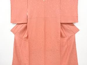 未使用品　花唐草模様織り出し一つ紋色無地着物